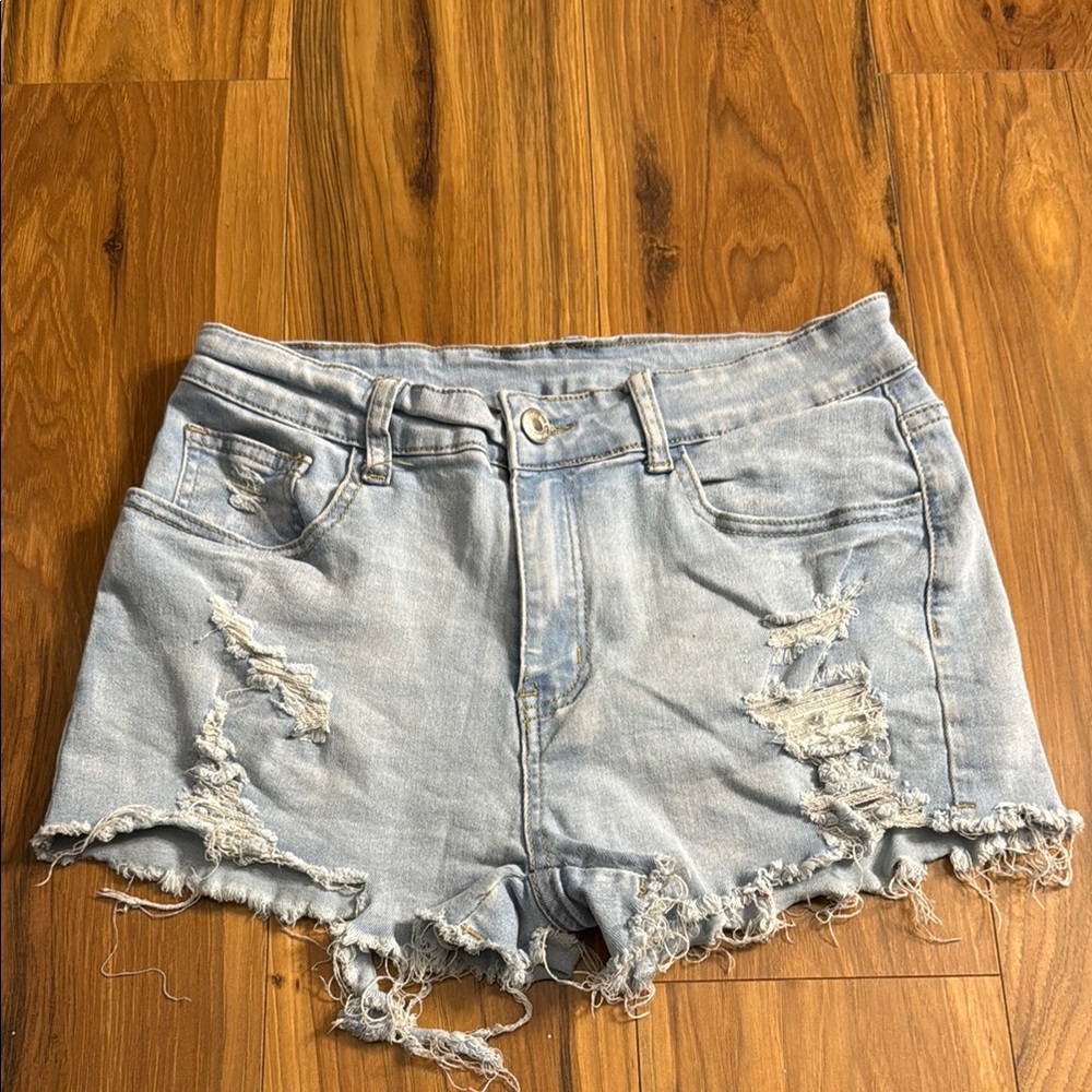 SHEIN Blue Distressed Jean Shorts